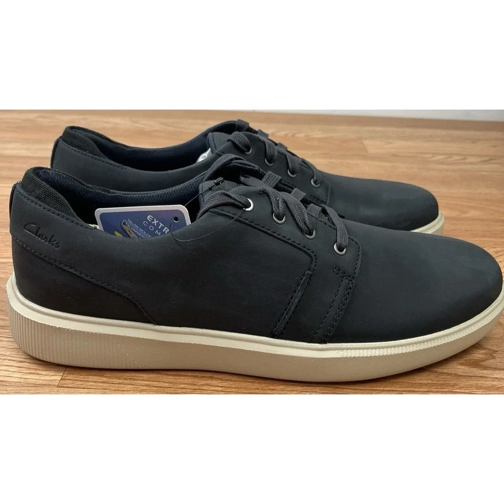 Clarks Brodin Seam Leather Sneakers Navy Blue Men's Size 11.5 NEW